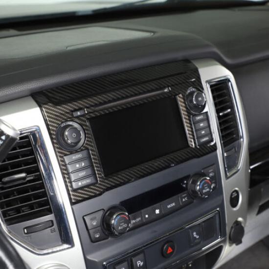 Carbon Fiber ABS Dashboard Dvd Navigation Screen Trim For Nissan Titan 2016-19