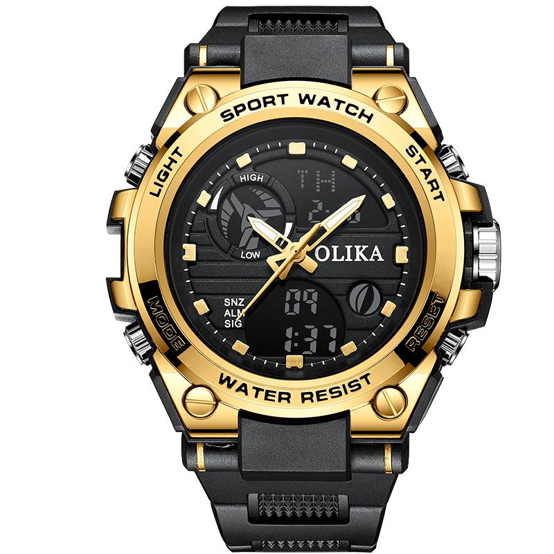 Men's Waterproof Dual Display Sports Watch with Shockproof Multifunctional Quartz