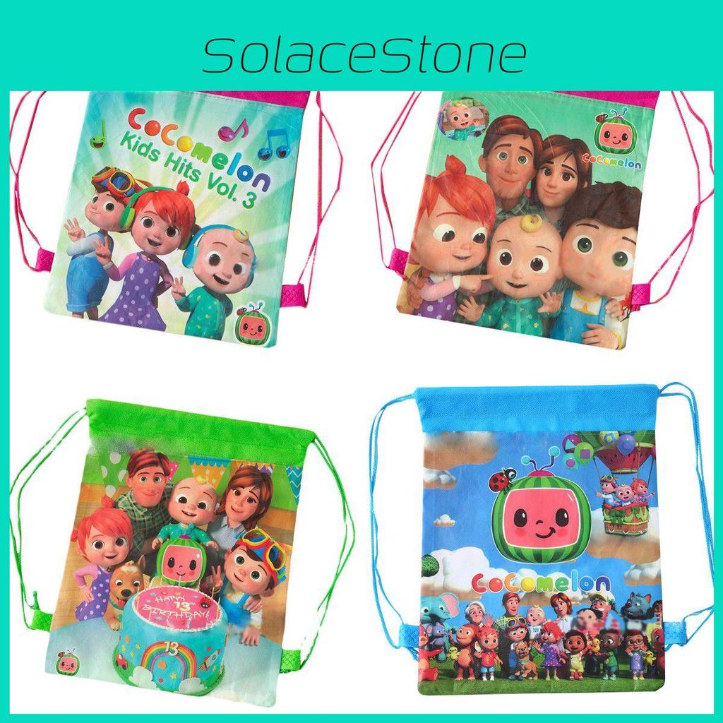 Cocomelon Drawstring Bag Backpack For Kids Featuring Stain-resistant Non-woven Fabric