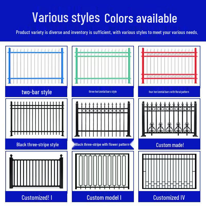 Zinc Steel Perimeter Fence: Outdoor Wrought Iron Railing for Schools, Communities, and Rural Courtyards