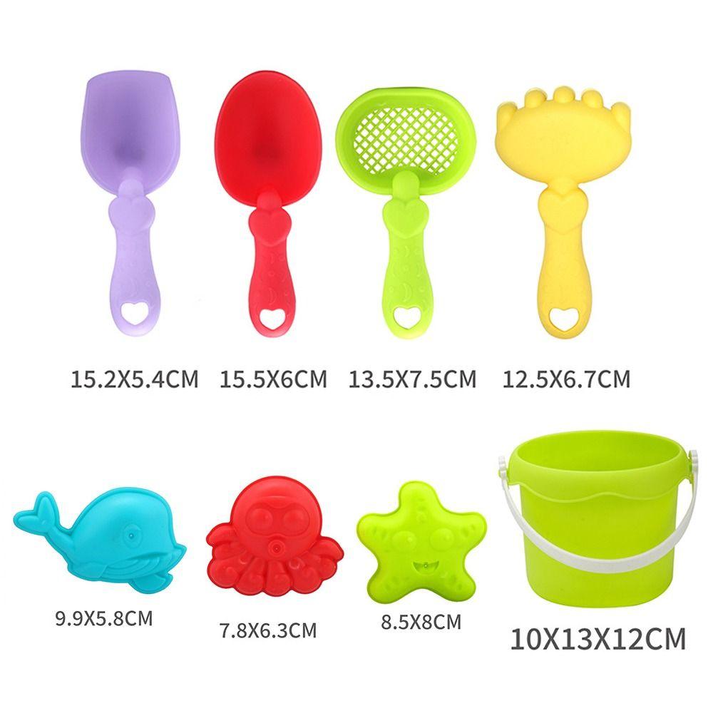 8pcs Set Plastic Beach Sand Toys Starfish Whale Mold 3-10 Age Range Sand Castle Kit with Bucket Octopus Sand Molds