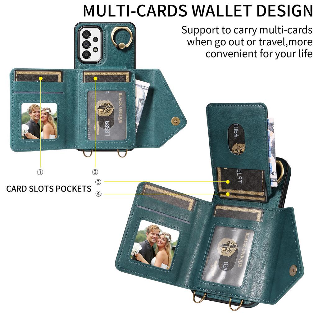 Shoulder Bag Design Card Holder Slots Ring Bracket Cover Phone Case for Samsung Galaxy S22,S23,S24,A12,A13,A14,A15,A52,A72,A22,A32,A33,A53,A73,A23...