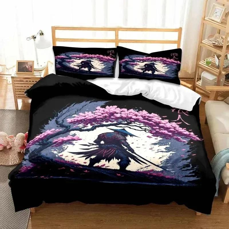 Japanische Samurai Bettwäsche Set Weiches Bettbezug Set Männer Teenager Schlafzimmer Einzel Doppel King Size Bettbezug Kissenbezug Jungen Geschenk
