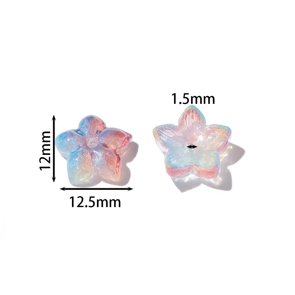 20pcs Glass Flower Shaped Beads Caps Five Petaled Flowers Loose Spacer Beads for DIY Jewelry Making Bracelet Necklace Supplies