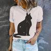 Summer Leisure T-shirt Women's T-shirt Cartoon Cat Pattern Print Fashion Print T-shirt Elegant Women's Short Sleeved T-shirt