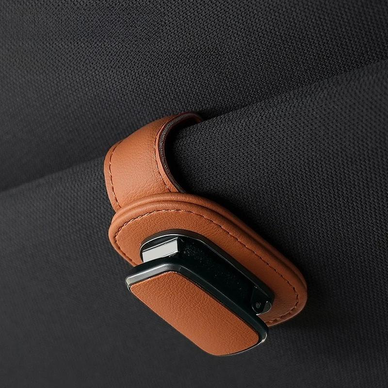 High-Quality Car Sunglasses Holder Leather Visor Clip Organizer for Sun Glasses Storage Car Accessories