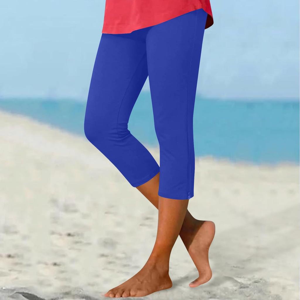 Pantaloni da donna lunghezza capri tessuto morbido elasticizzato vestibilità comoda pantaloni per donna adatti per l'uso quotidiano e le attività