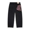 Jeans Larghi Y2K Ricamo Selvedge Fiore di Ciliegio Pantaloni in Denim Uomo Donna Tessuto Denim Hiphop Americano Streetwear Jeans a Gamba Larga