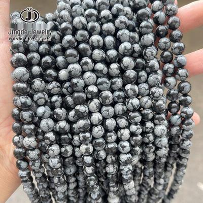 Jingde Schmuck Schneeflocken-Obsidian Runde Lose Perlen für DIY-Zubehör & Armbänder