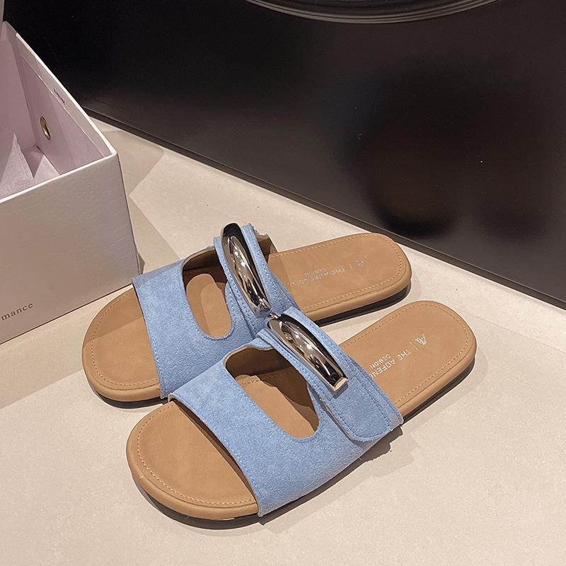 Internet Celebrity Super Fire Velcro Flat Bottom Slippers Women's Summer Fashion Wear Soft Bottom Ugly Cute Summer Casual Cool Slippers