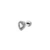 Light Luxury Zircon Heart Eyes Screw Earrings Stainless Steel Small Barbell Style Stud Ear Jewelry Party Gifts For Women Girls