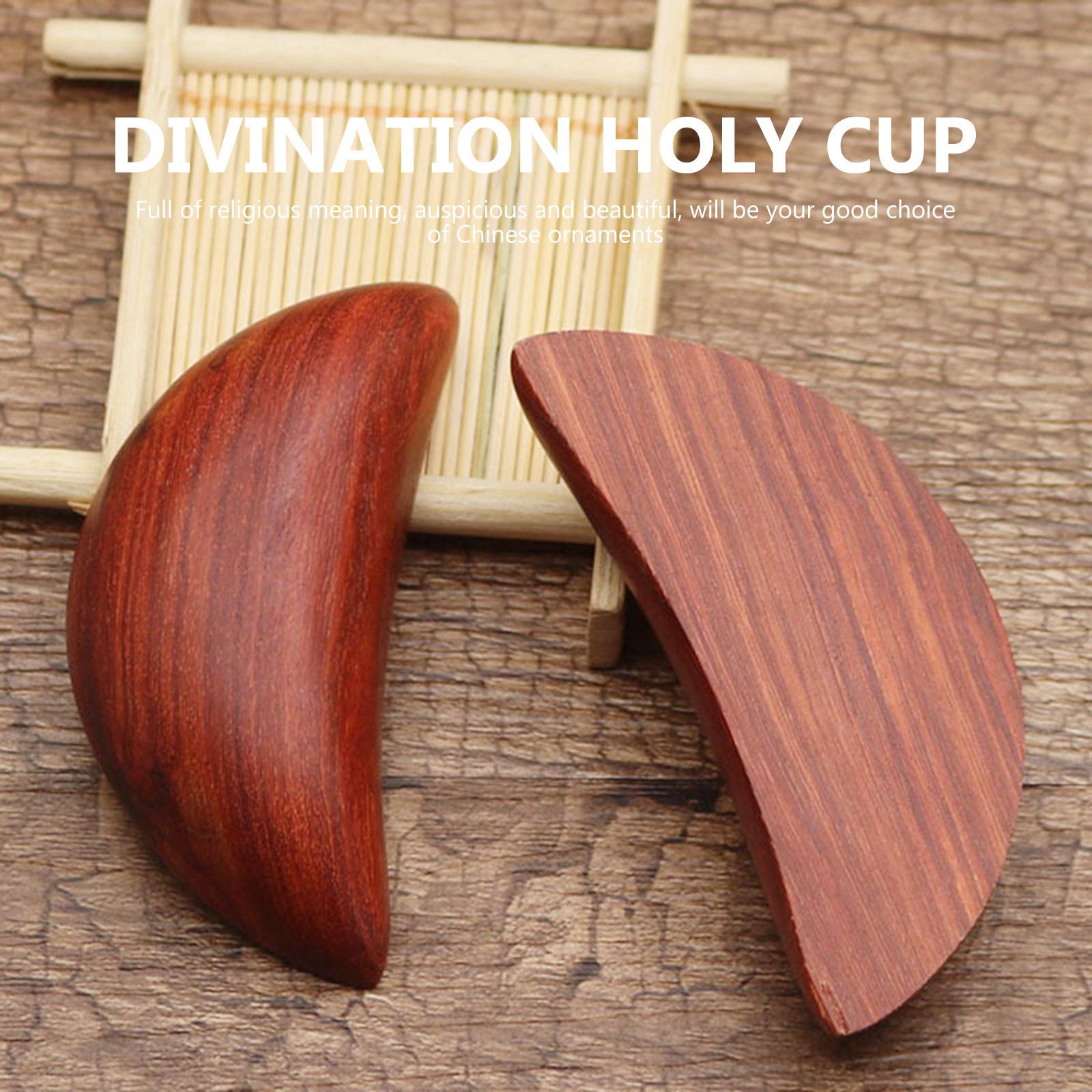 

2Pcs Wooden Crescent Moon Divination Holy Cups Yin Yang Fengshui Ornament Taoist Divination Tool for Home Temple Decoration China Mainland