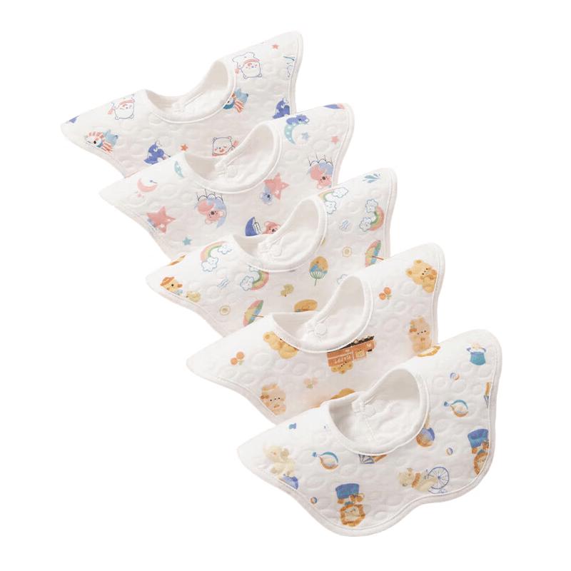 Beitaishi Baby Waterproof 360-Degree Rotating Petal Bibs 5-Pack