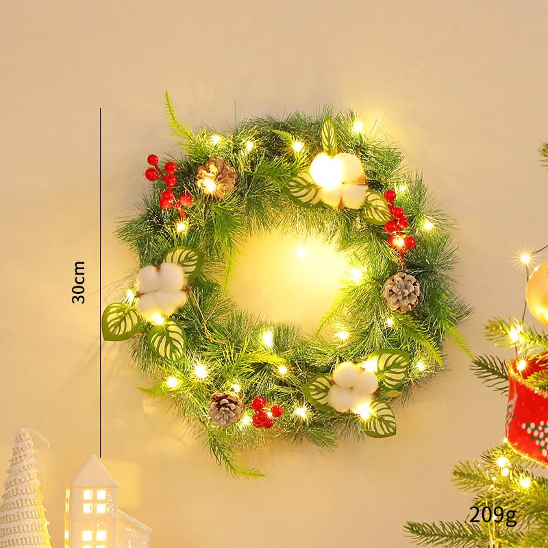 LED Christmas Wreath with PVC Pine Cones – Elegant Hanging Holiday Decoration for Windows