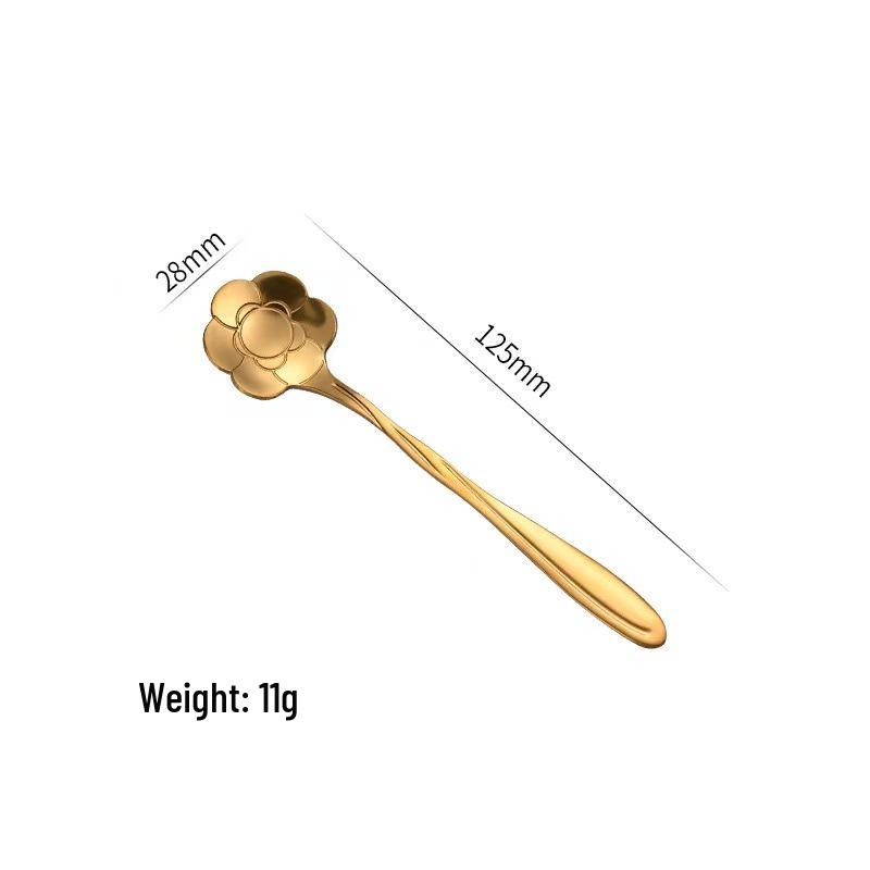 Cherry Blossom Stainless Steel Long Handle Stirring Spoon for Coffee, Dessert, and Honey