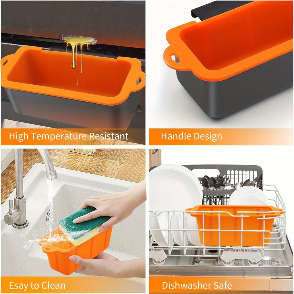 Silicone Grease Cup Liner for Blackstone Grill - Reusable, Drip Pan Design, Easy-to-Clean, Heat-Resistant, Ideal for Griddle Rear Grease Collection