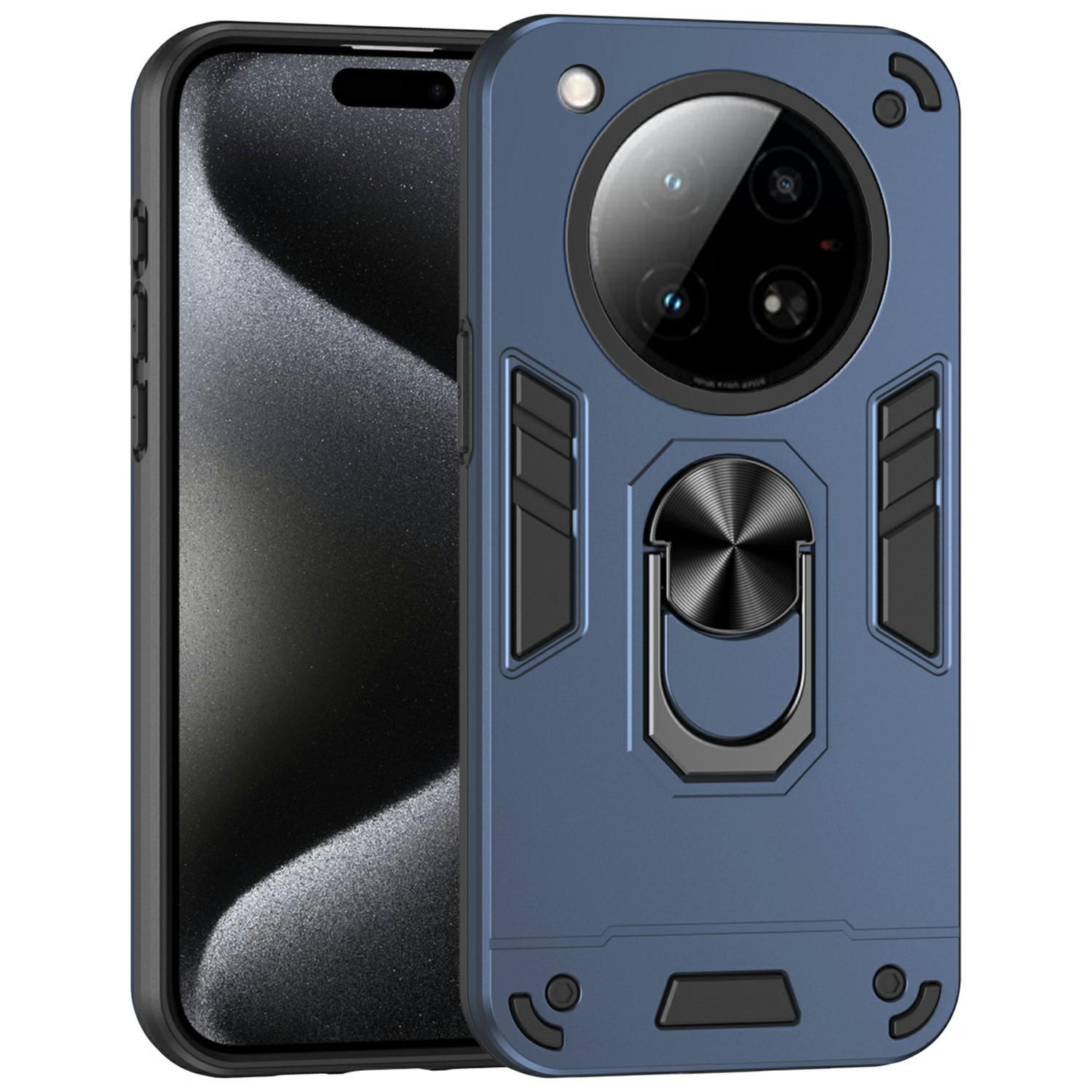 

For Infinix Zero 40 4G Case PC+TPU Drop Defend Phone Cover with Ring Kickstand Blue