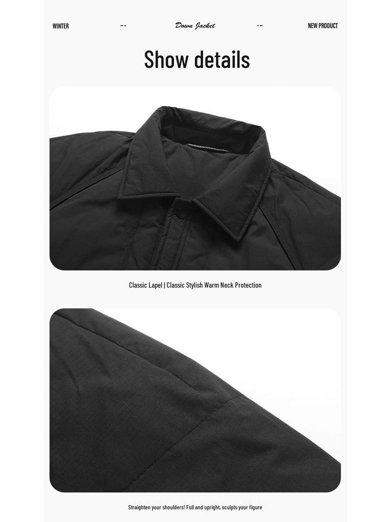 Big Brand Stand Collar Lightweight Down Jacket: Trendy Men's Outdoor & Business Casual Long Sleeve Outerwear.