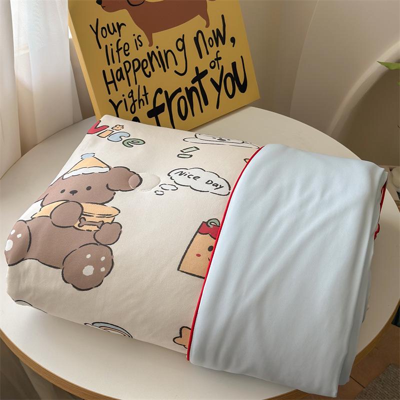 Cartoon Milk Knit Cotton Baby Quilt – Cooling Summer Blanket for Infants