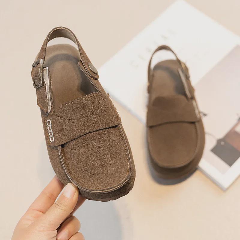 2024 Retro Soft-Soled Toe Shoes for Medium and Large Children - Spring and Autumn Trendy Casual Sandals for Boys
