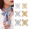 Gold Silver X Scarf Buckle Multipurpose Cross Hollow Smooth Scarf Shawl Buckle