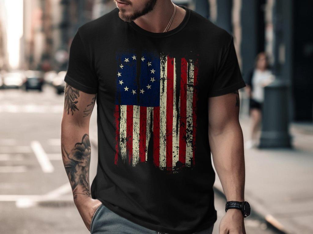 Vintage Distressed American Flag T-Shirt: Patriotic USA Tee