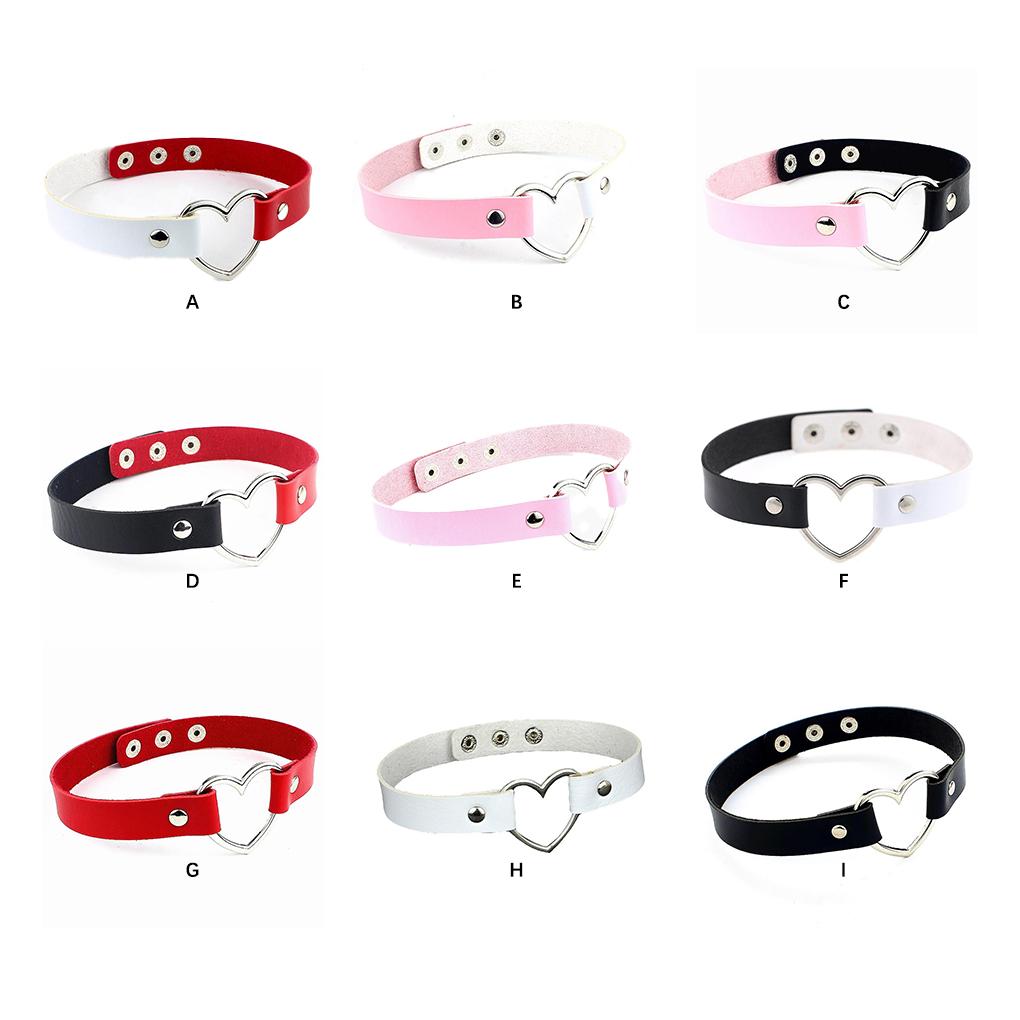 PU Leather Neck Chain Heart Pendant Necklaces Handmade Punk Sweater Chains Choker Jewelry For Girl Body Cosplay