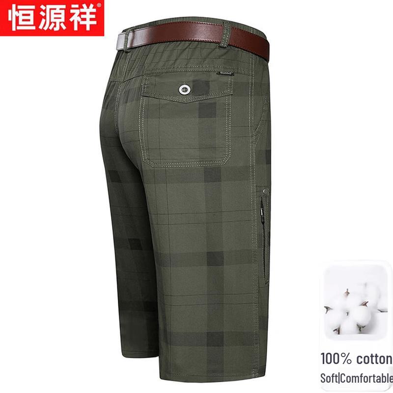 Hengyuanxiang Men s Loose Fit Plaid Cotton Summer Shorts 3XL