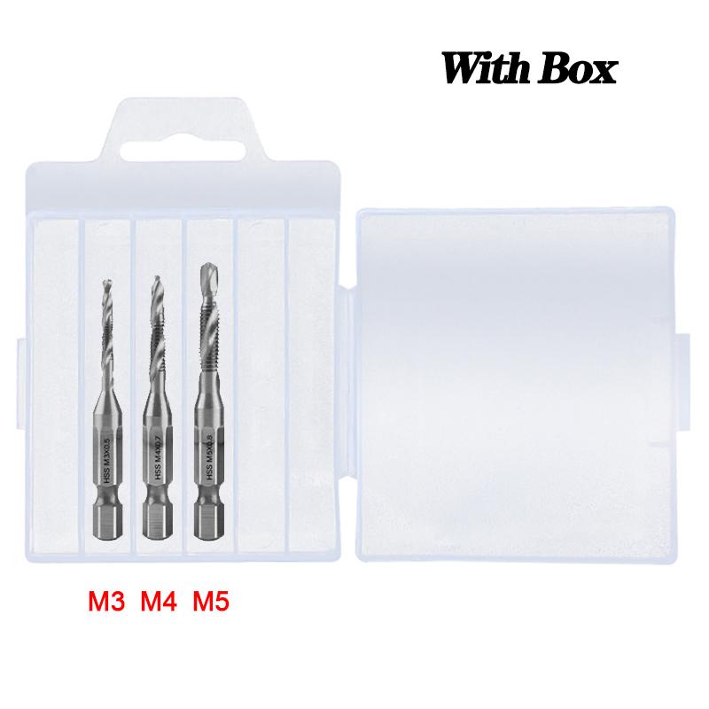 1/6Pcs Tap Drill Bit Set Hex Shank Titanium Plated HSS Screw Thread Bit Screw Machine Compound Tap M3 M4 M5 M6 M8 M10 Hand Tools