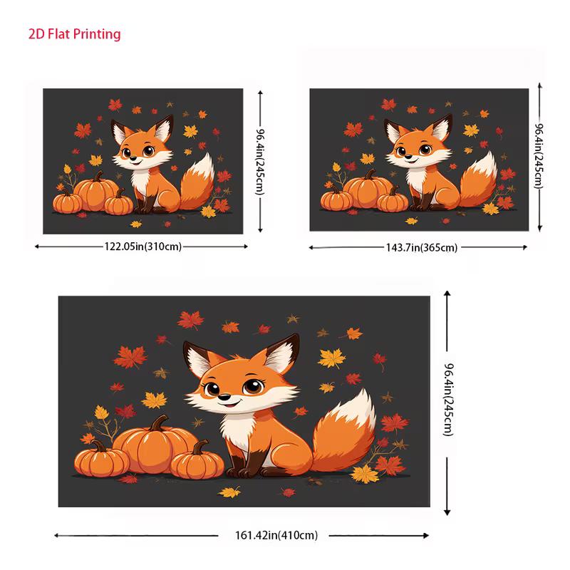 2D Fall Themed Backdrop 2D Cute Fox with Pumpkins Background for Thanksgiving Event Decoration