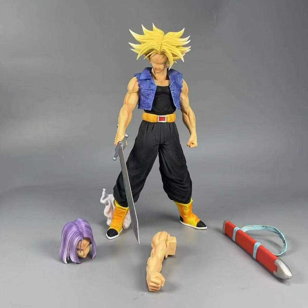 27cm Anime Dragon Ball Z Double headed Future Warrior Trunks Action Figure Statue PVC Collection Model  Boy Toys Gifts