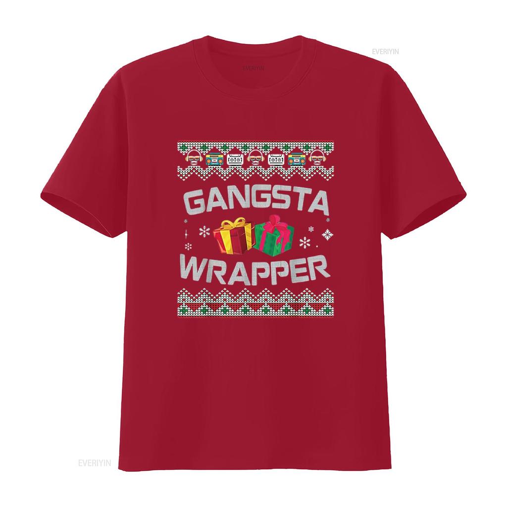 Gangster Wrapper Merry Christmas Rapper Gangsta Sweater Womens T Shirt Black Vintage Washed Unisex Versatile Comfortable Homme