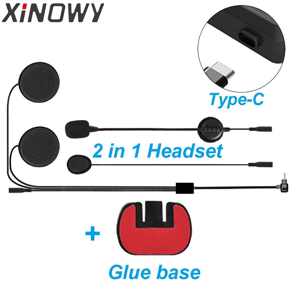 Only for XINOWY V6 PLUS Headset + Mounting Clip Base 2 In 1 Earphone for Motorcycle Helmet Bluetooth Intercom