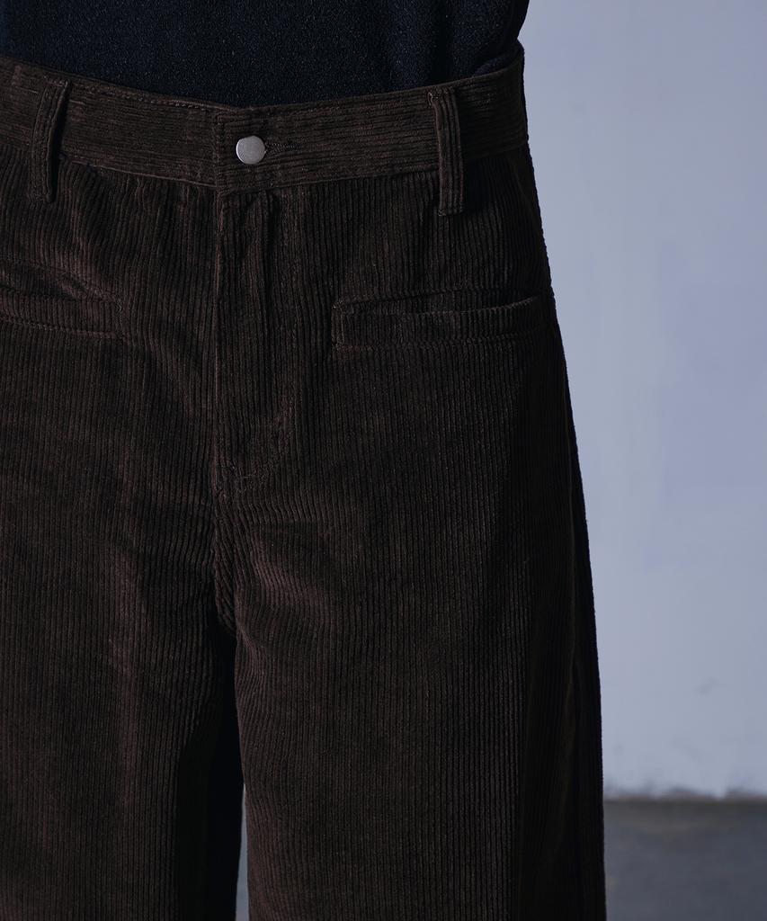 Seukeulaeteulpigsel Corduroy Front Pocket Curved Pants [Brown]