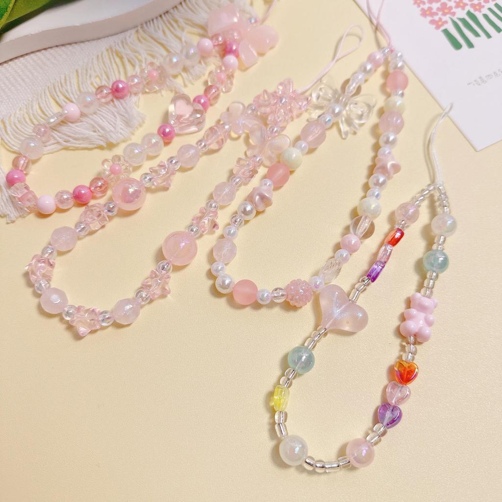 Pink Bear Bow Cell Phone Charm: Anti-Drop Lanyard & Wrist Strap