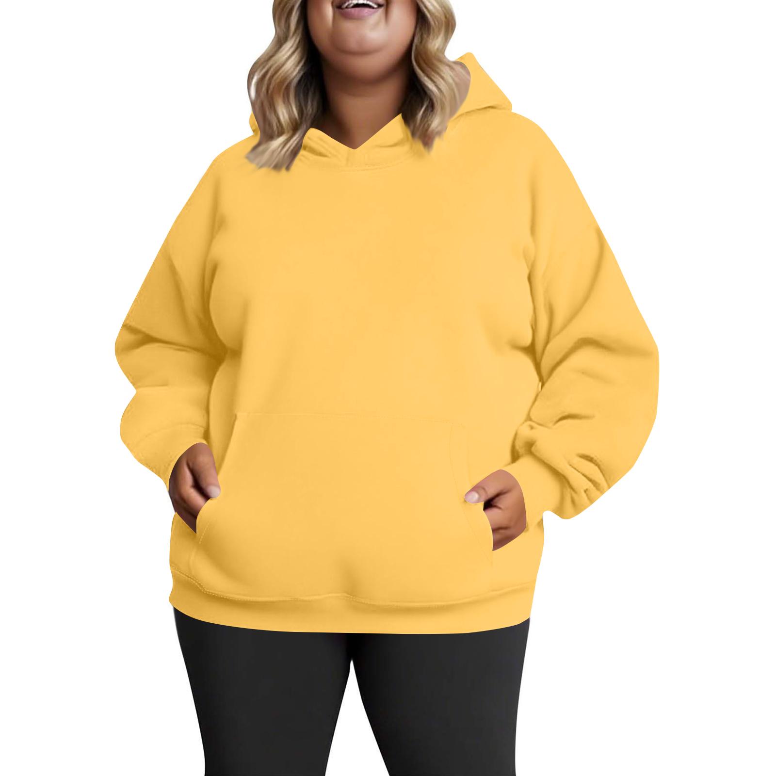 

Женская модная повседневная толстовка большого размера с длинными рукавами, капюшоном и однотонной расцветкой L