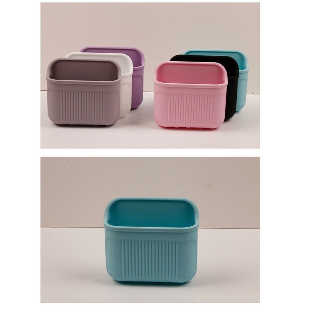 Self-adhesive Silicone Toothbrush Holder Wall Mounted Storage Box  Bathroom  Organizer
