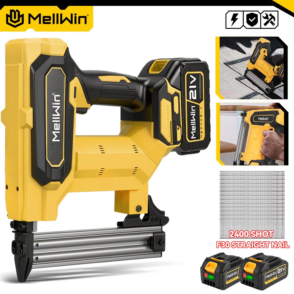 MELLWIN Cordless Electric Nail Gun 2 Mode Wireless Stapler Woodworking Framing Staple Gun Tools F30 For Makita 18V Battery Pin