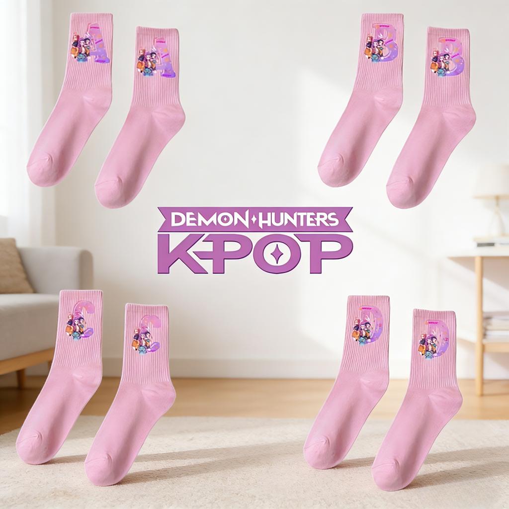 Kpop Demon Hunters Letter A-Z Socks Gentle Thick Warm Student Outdoor Sports Cold Season Warmth Girls Mid-Calf Children's Birth Date Present