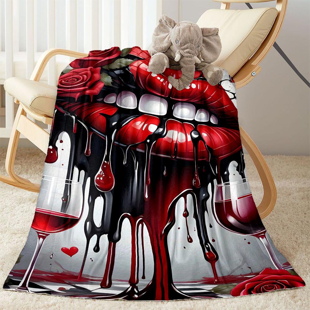 Lips Blanket Soft & Cozy Suitable for Office Chair Bedding Office All-Season Use Warmthful Decor Ideal Gift for Friends Family Couples Picnic