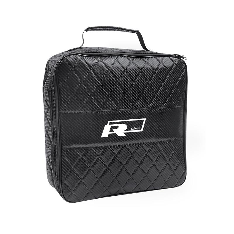 ABCD1 Car Trunk Leather Storage Bag NEV EV Charging Organizer Box For VW Golf Polo Tiguan Touran Jetta Passat CC T5 GTI Magotan Arteon
