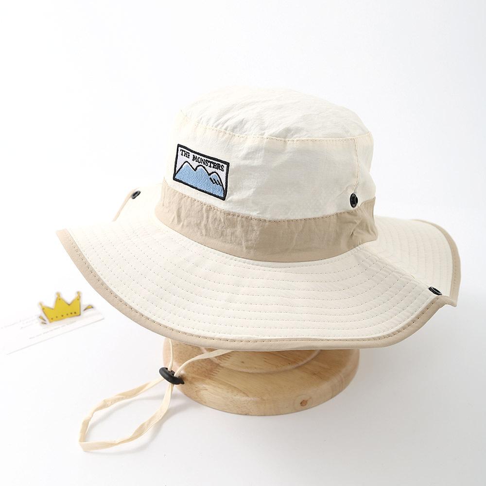 Big Brim Drawstring Children Bucket Hats New Boy Girl Patchwork Quick-dry Cap Panama Sunhat Hiking Fishing Hat Fisherman Caps