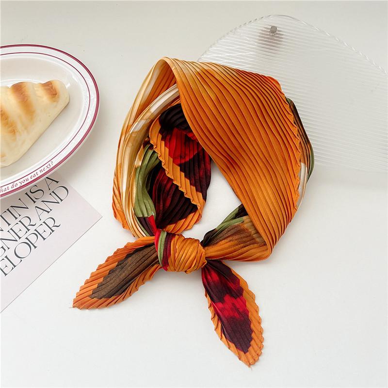 70cm Crumpled Scarf Kerchief Print Square Scarves Women DIY Hair Band Ribbon Headscarf Bandanas Headband Neck Wraps Neckerchief