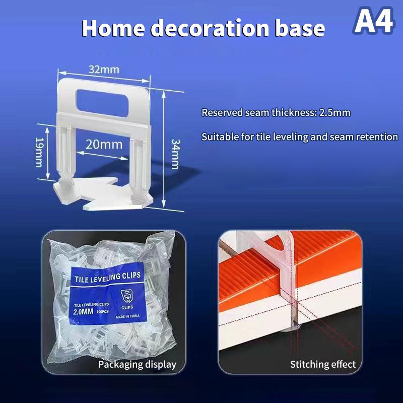 100 de bucăți 1-3 mm Distanțiere de nivelare a plăcilor Kit de cleme pentru sistem Instrumente de construcție pentru așezarea plăcilor de pardoseală Nivelator pentru decorarea casei