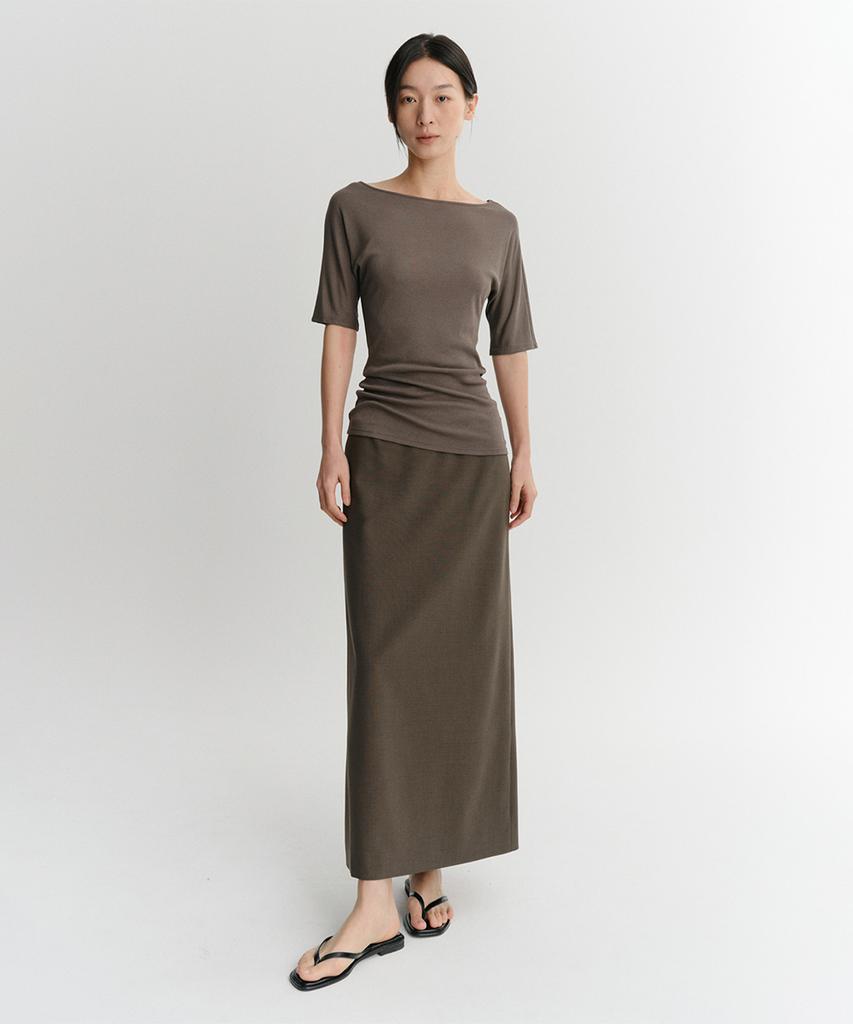 Ia Maxi Slit Skirt (Taupe)