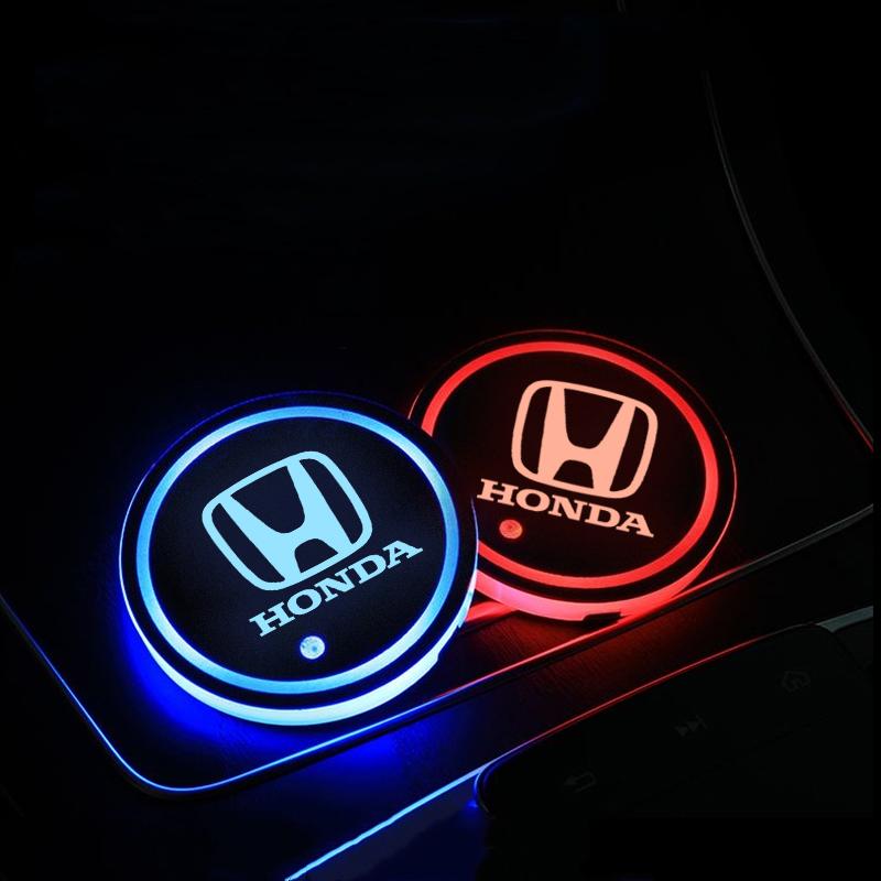 Luminous Car Coaster Water Cup Holder Pad Anti-slip Mat for Honda Fit Civic Accord 7 8 9 10 Pilot City Jazz CRV HRV