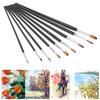9Pcs Painting Brush Long Rod Nylon Gouache Watercolor Oil Acrylic Artist Paint Tools Black