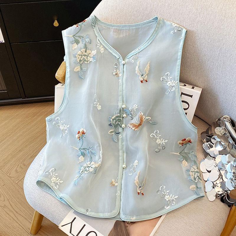 

Жилет жилет высококлассный жилет ретро вышитый жилет топ лето M (under 50kg recommended)