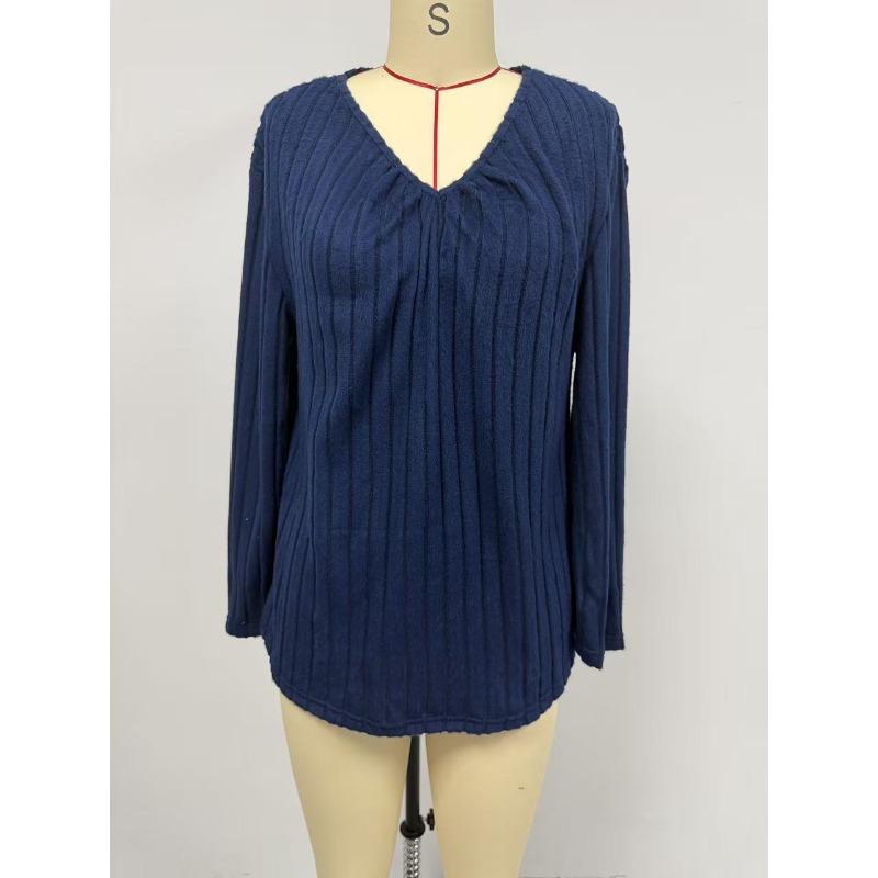 Women S Loose V Neck Long Sleeve Pullover Knit T Shirt