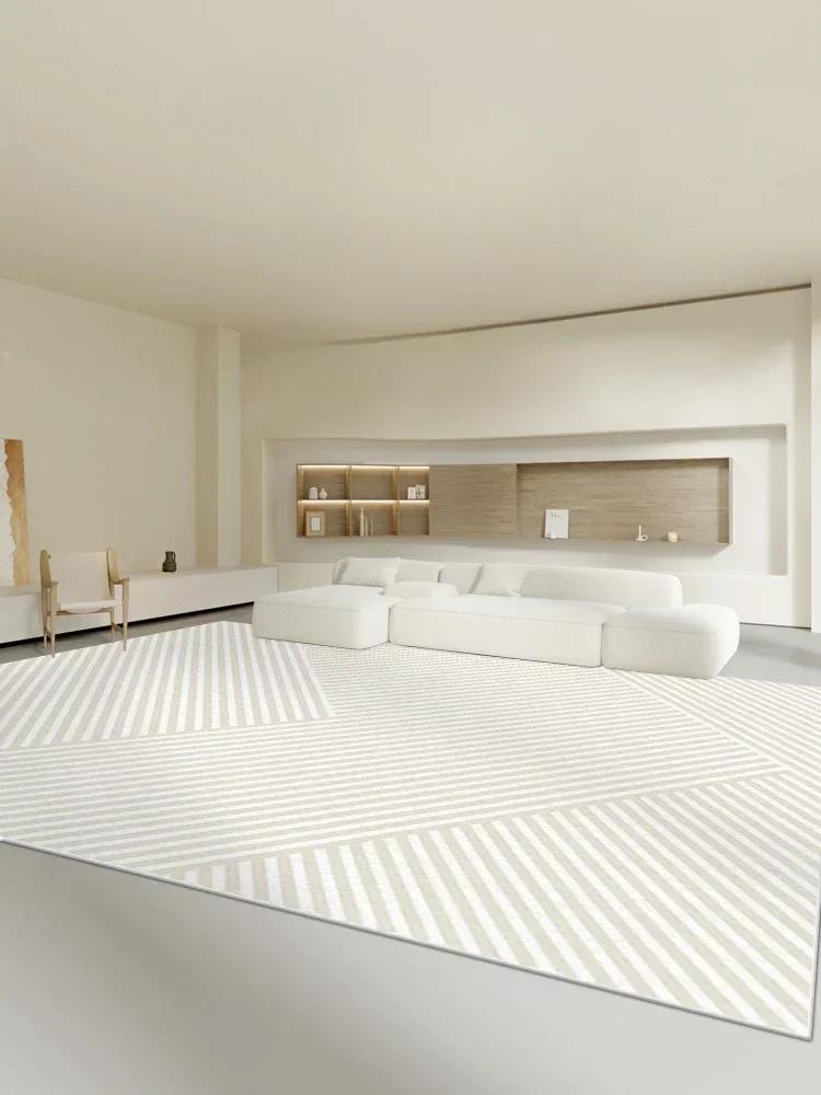 Living Room Oversized Carpet White Lines Bedroom Carpets Minimalist Stripes Home Rug Fluff Non-slip Machine Washable Rugs Tapete